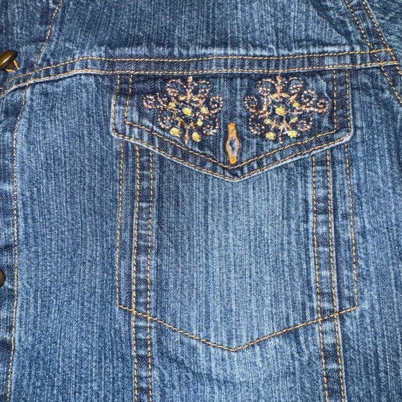 Vintage gold Embroidered Denim Jacket 90’s western style floral embroidery - Picture 10 of 11